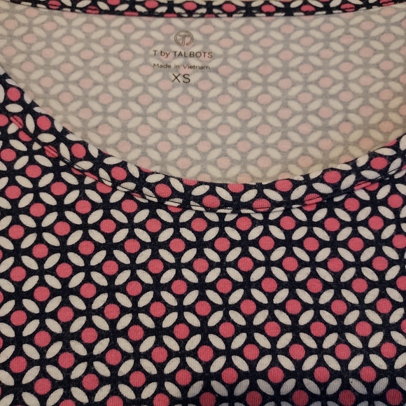 T by Talbots Long Sleeve Stretch Top Shirt XS Pink White Black READ - Picture 3 of 11